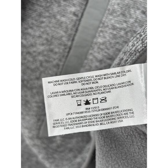 Eddie Bauer Pullover Sweater Mens Small Gray Snap Buttons Front Pocket Logo Knit - Picture 11 of 16